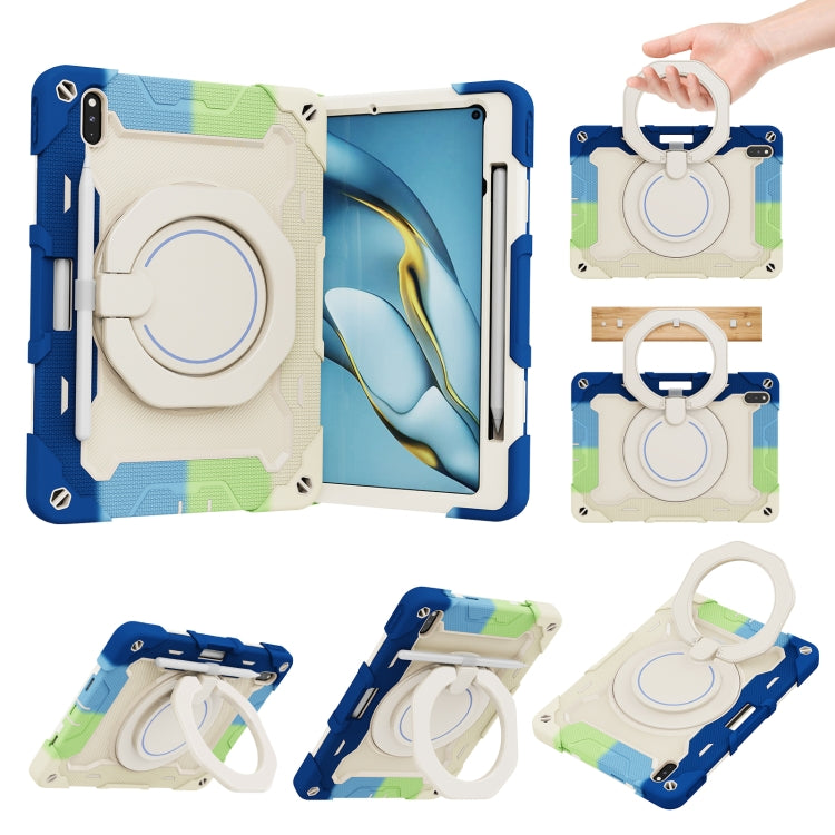 For Huawei Matepad Pro 10.8 Armor Contrast Color Silicone + PC Tablet Case(Colorful Blue) - Huawei by buy2fix | Online Shopping UK | buy2fix