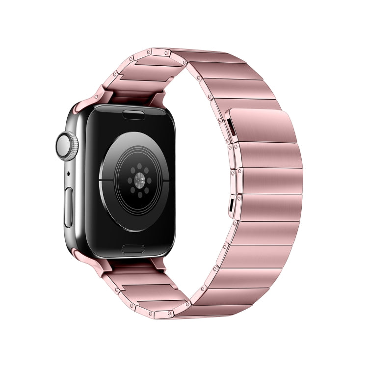 Magnetic Steel Watch Band For Apple Watch Series 9&8&7 41mm / SE 3&SE 2&6&SE&5&4 40mm / 3&2&1 38mm(Rose Pink) - Watch Bands by buy2fix | Online Shopping UK | buy2fix