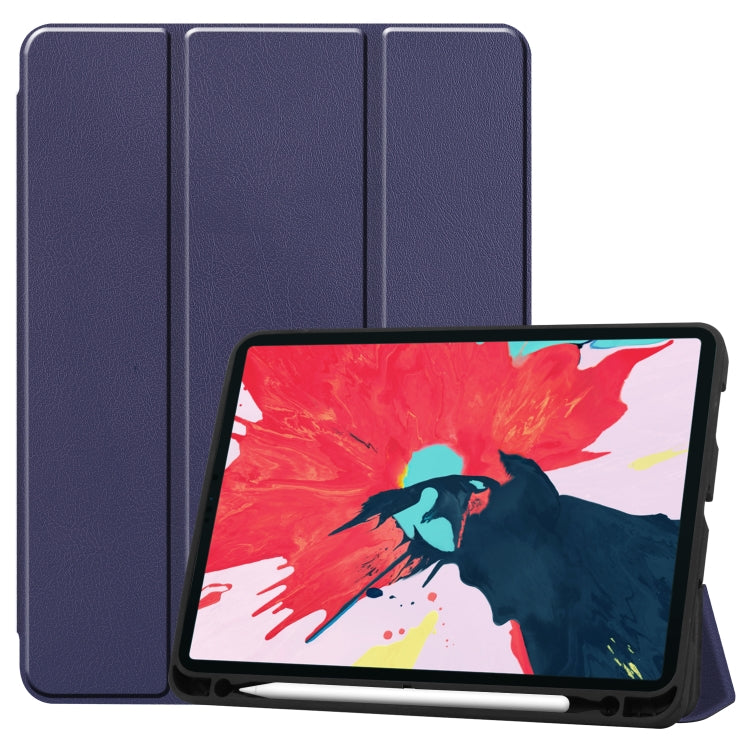 For iPad Pro 11 inch 2020 Custer Pattern TPU Smart Tablet Holster with Sleep Function & Tri-Fold Bracket & Pen Slot(Blue) - iPad Pro 11 (2020) Cases by buy2fix | Online Shopping UK | buy2fix