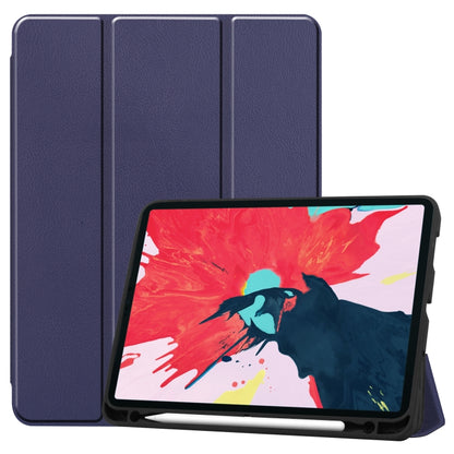 For iPad Pro 11 inch 2020 Custer Pattern TPU Smart Tablet Holster with Sleep Function & Tri-Fold Bracket & Pen Slot(Blue) - iPad Pro 11 (2020) Cases by buy2fix | Online Shopping UK | buy2fix