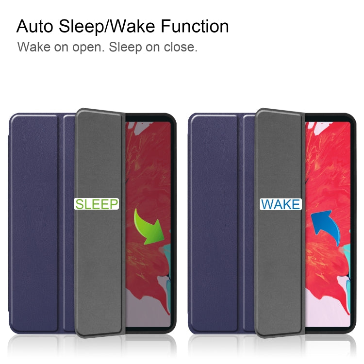 For iPad Pro 11 inch 2020 Custer Pattern TPU Smart Tablet Holster with Sleep Function & Tri-Fold Bracket & Pen Slot(Blue) - iPad Pro 11 (2020) Cases by buy2fix | Online Shopping UK | buy2fix