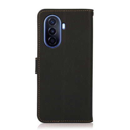 For Huawei nova Y70 Plus KHAZNEH Custer Genuine Leather RFID Phone Case(Black) - Huawei Cases by buy2fix | Online Shopping UK | buy2fix