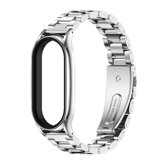 For Xiaomi Mi Band 7 / 7 NFC MIJOBS Three-Bead Metal Plus Stainless Steel Watch Band(Silver) by MIJOBS