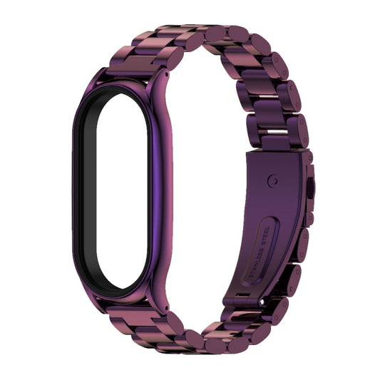 For Xiaomi Mi Band 7 / 7 NFC MIJOBS Three-Bead Metal Plus Stainless Steel Watch Band(Purple) by MIJOBS