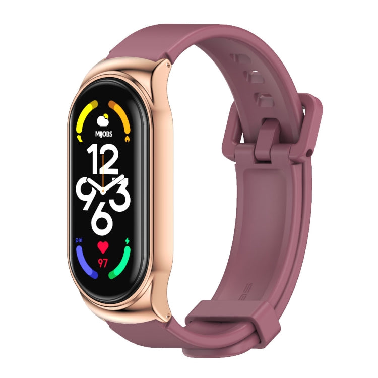 For Xiaomi Mi Band 7 / 7 NFC MIJOBS CS Metal Case + Silicone Watch Band(Wine Rose Gold) - Watch Bands by MIJOBS | Online Shopping UK | buy2fix