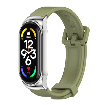 For Xiaomi Mi Band 7 / 7 NFC MIJOBS CS Metal Case + Silicone Watch Band(Army Green Silver) - Watch Bands by MIJOBS | Online Shopping UK | buy2fix