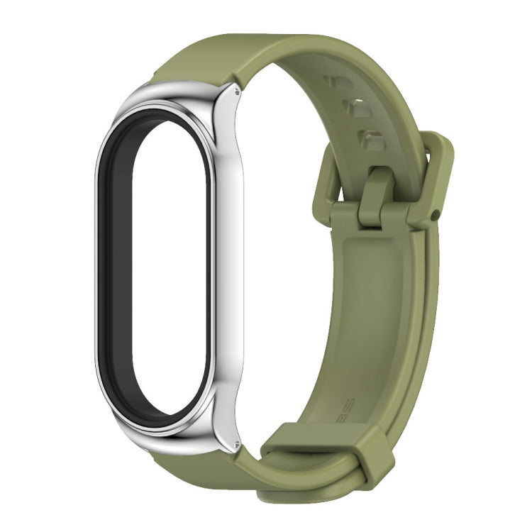 For Xiaomi Mi Band 7 / 7 NFC MIJOBS CS Metal Case + Silicone Watch Band(Army Green Silver) - Watch Bands by MIJOBS | Online Shopping UK | buy2fix