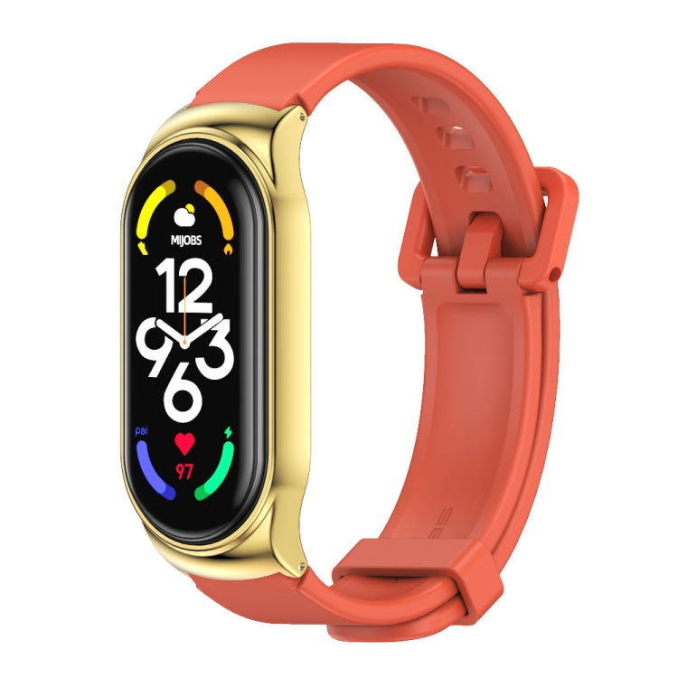 For Xiaomi Mi Band 7 / 7 NFC MIJOBS CS Metal Case + Silicone Watch Band(Orange Gold) - Watch Bands by MIJOBS | Online Shopping UK | buy2fix