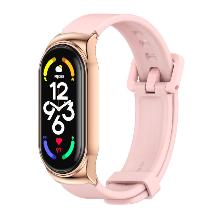 For Xiaomi Mi Band 7 / 7 NFC MIJOBS CS Metal Case + Silicone Watch Band(Pink Rose Gold) - Watch Bands by MIJOBS | Online Shopping UK | buy2fix