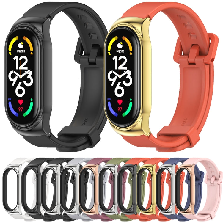 For Xiaomi Mi Band 7 / 7 NFC MIJOBS CS Metal Case + Silicone Watch Band(Wine Rose Gold) - Watch Bands by MIJOBS | Online Shopping UK | buy2fix