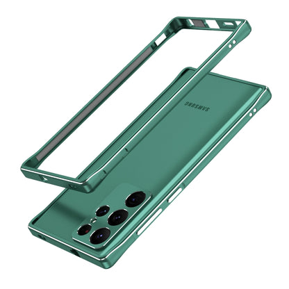 For Samsung Galaxy S22 Ultra Aurora Series Lens Protector + Metal Frame Protective Phone Case(Green Silver) - Galaxy S22 Ultra 5G Cases by buy2fix | Online Shopping UK | buy2fix