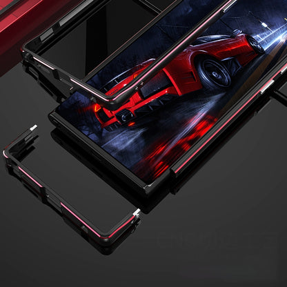 For Samsung Galaxy S22 Ultra Aurora Series Lens Protector + Metal Frame Protective Phone Case(Black Purple) - Galaxy S22 Ultra 5G Cases by buy2fix | Online Shopping UK | buy2fix