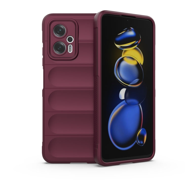 For Xiaomi Redmi Note 11T Pro Magic Shield TPU + Flannel Phone Case(Wine Red) - Xiaomi Cases by buy2fix | Online Shopping UK | buy2fix