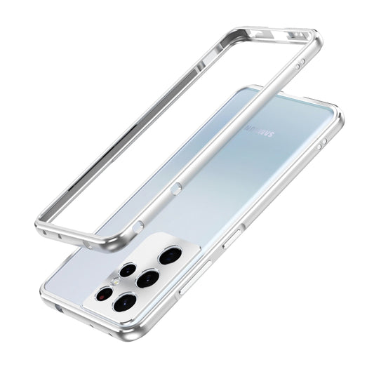 For Samsung Galaxy S21 Ultra Aurora Series Lens Protector + Metal Frame Protective Phone Case(Silver) - Galaxy S21 Ultra 5G Cases by buy2fix | Online Shopping UK | buy2fix