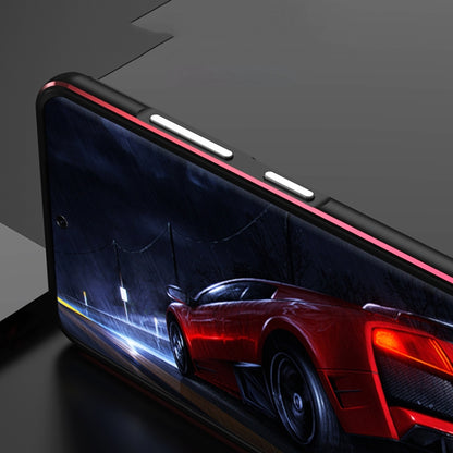 For Samsung Galaxy S21 Ultra Aurora Series Lens Protector + Metal Frame Protective Phone Case(Black Red) - Galaxy S21 Ultra 5G Cases by buy2fix | Online Shopping UK | buy2fix
