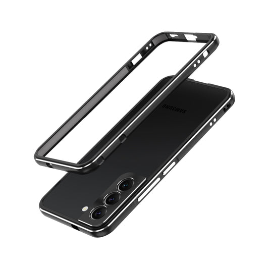 For Samsung Galaxy S22 5G Aurora Series Lens Protector + Metal Frame Protective Phone Case(Black Silver) - Galaxy S22 5G Cases by buy2fix | Online Shopping UK | buy2fix