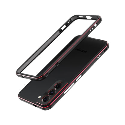 For Samsung Galaxy S22 5G Aurora Series Lens Protector + Metal Frame Protective Phone Case(Black Red) - Galaxy S22 5G Cases by buy2fix | Online Shopping UK | buy2fix