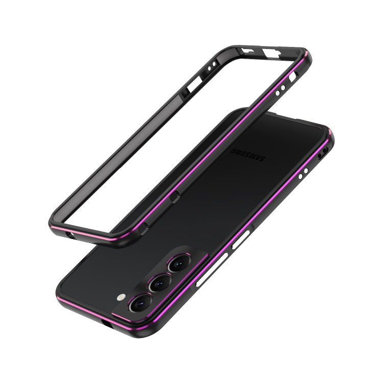 For Samsung Galaxy S22 5G Aurora Series Lens Protector + Metal Frame Protective Phone Case(Black Purple) - Galaxy S22 5G Cases by buy2fix | Online Shopping UK | buy2fix