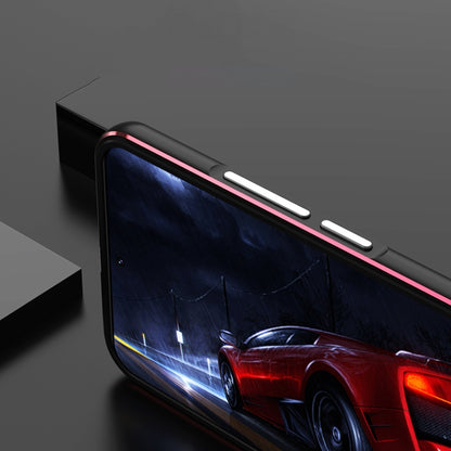 For Samsung Galaxy S22 5G Aurora Series Lens Protector + Metal Frame Protective Phone Case(Black Red) - Galaxy S22 5G Cases by buy2fix | Online Shopping UK | buy2fix