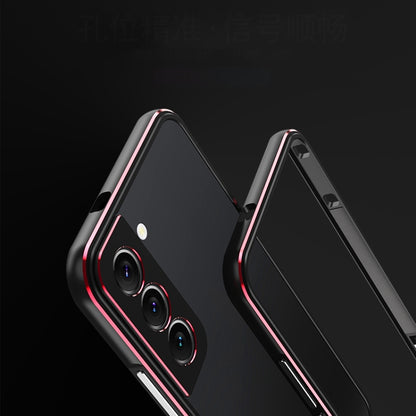 For Samsung Galaxy S22 5G Aurora Series Lens Protector + Metal Frame Protective Phone Case(Black Silver) - Galaxy S22 5G Cases by buy2fix | Online Shopping UK | buy2fix