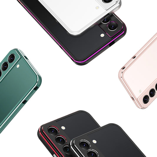 For Samsung Galaxy S22+ 5G Aurora Series Lens Protector + Metal Frame Protective Phone Case(Gold Silver) - Galaxy S22+ 5G Cases by buy2fix | Online Shopping UK | buy2fix