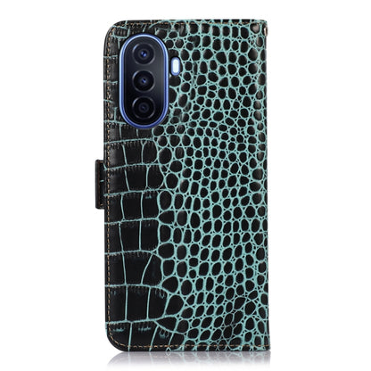 For Huawei Enjoy 50 CN / nova Y70 Plus / Y70 4G CN Crocodile Top Layer Cowhide Leather Phone Case(Green) - Huawei Cases by buy2fix | Online Shopping UK | buy2fix