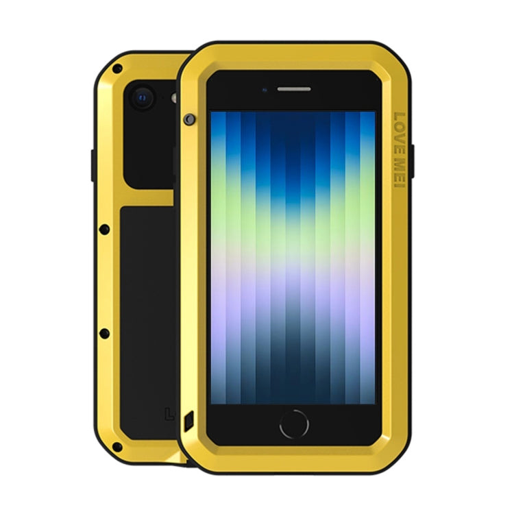For iPhone SE 2022 / SE 2020 / 8 / 7 LOVE MEI Metal Shockproof Life Waterproof Dustproof Protective Phone Case with Glass(Yellow) by LOVE MEI