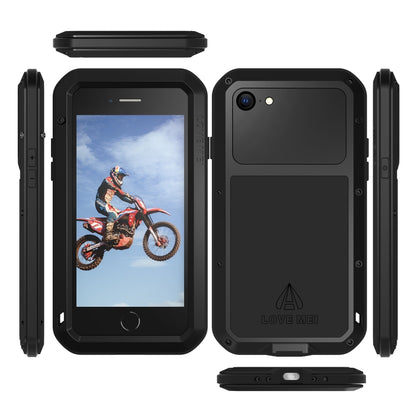 For iPhone SE 2022 / SE 2020 / 8 / 7 LOVE MEI Metal Shockproof Life Waterproof Dustproof Protective Phone Case with Glass(White) by LOVE MEI
