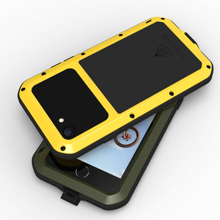 For iPhone SE 2022 / SE 2020 / 8 / 7 LOVE MEI Metal Shockproof Life Waterproof Dustproof Protective Phone Case with Glass(Yellow) by LOVE MEI