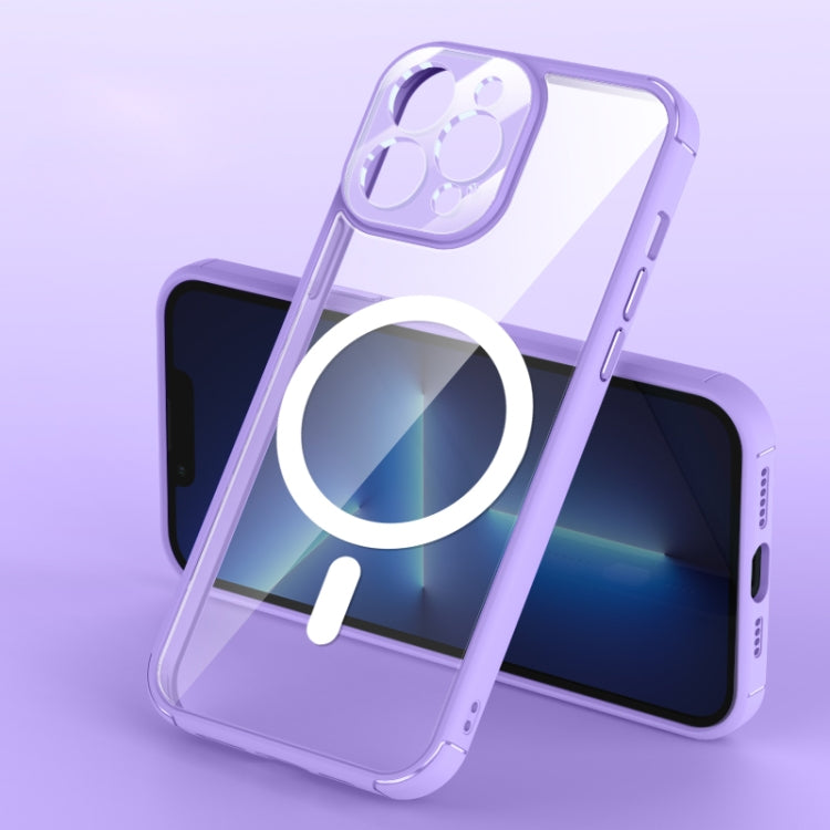 For iPhone 12 Pro Soft Shield MagSafe Magnetic Acrylic Transparent PC Phone Case(Light Purple) - iPhone 12 / 12 Pro Cases by buy2fix | Online Shopping UK | buy2fix