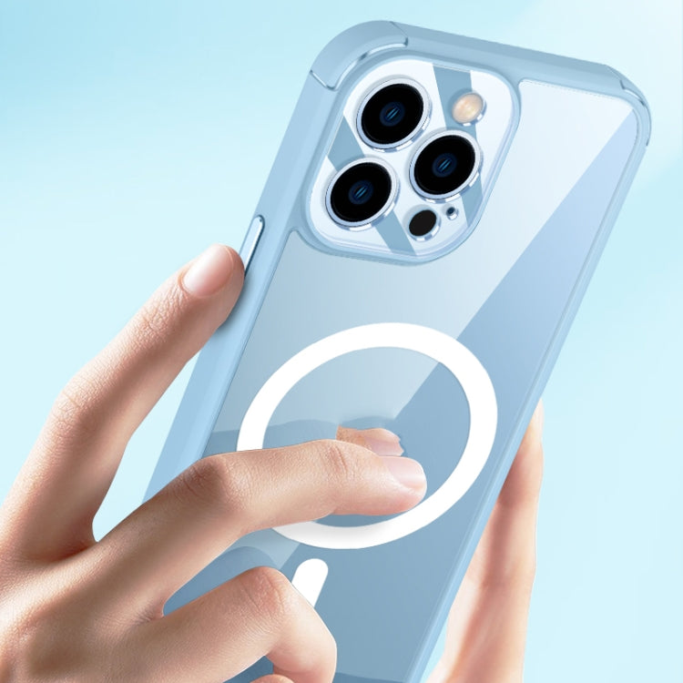 For iPhone 12 Pro Soft Shield MagSafe Magnetic Acrylic Transparent PC Phone Case(Sierra Blue) by buy2fix