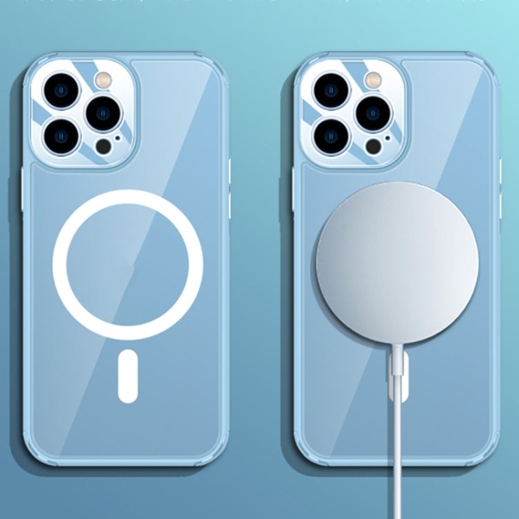 For iPhone 12 Soft Shield MagSafe Magnetic Acrylic Transparent PC Phone Case(Sierra Blue) by buy2fix
