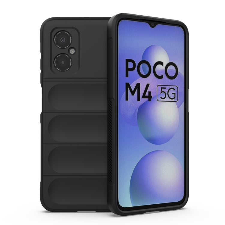 For Xiaomi Poco M4 5G Magic Shield TPU + Flannel Phone Case(Black) by buy2fix