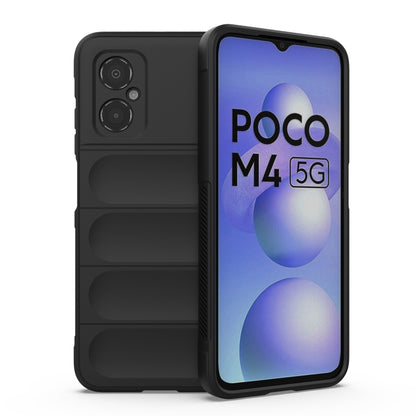 For Xiaomi Poco M4 5G Magic Shield TPU + Flannel Phone Case(Black) by buy2fix