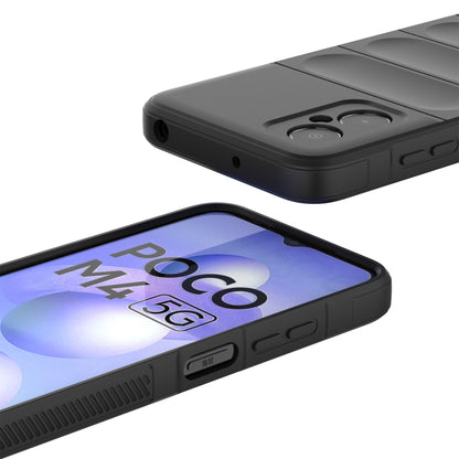 For Xiaomi Poco M4 5G Magic Shield TPU + Flannel Phone Case(Black) by buy2fix