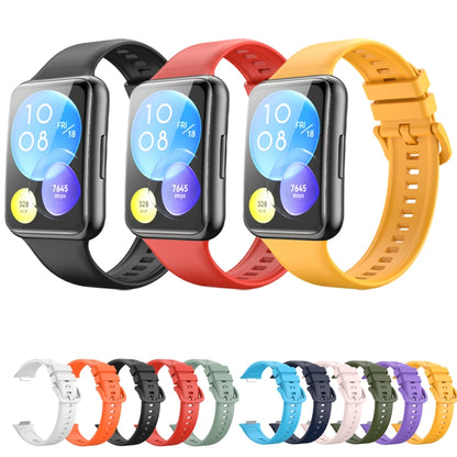 For Huawei Watch Fit 2 Solid Color Silicone Watch Band(Orange) - Watch Bands by buy2fix | Online Shopping UK | buy2fix