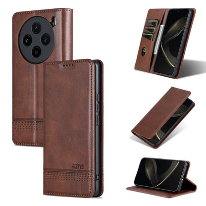 For vivo X100 AZNS Magnetic Calf Texture Leather Phone Case(Dark Brown) - X100 Cases by AZNS | Online Shopping UK | buy2fix