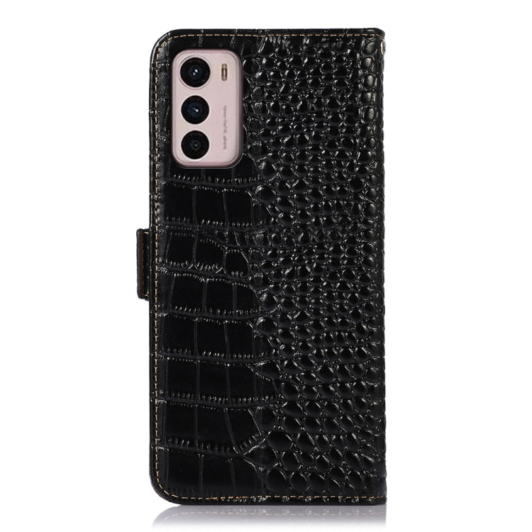 For Motorola Moto G42 Crocodile Top Layer Cowhide Leather Phone Case(Black) - Motorola Cases by buy2fix | Online Shopping UK | buy2fix