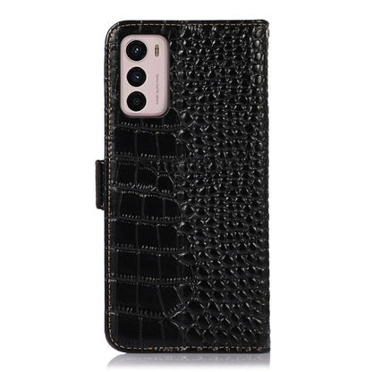 For Motorola Moto G42 Crocodile Top Layer Cowhide Leather Phone Case(Black) - Motorola Cases by buy2fix | Online Shopping UK | buy2fix