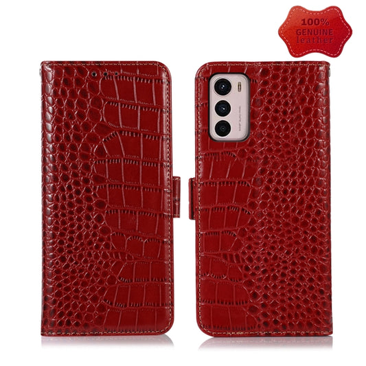 For Motorola Moto G42 Crocodile Top Layer Cowhide Leather Phone Case(Red) - Motorola Cases by buy2fix | Online Shopping UK | buy2fix