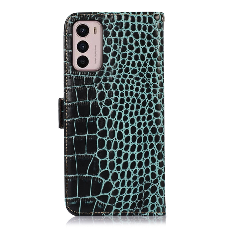 For Motorola Moto G42 Crocodile Top Layer Cowhide Leather Phone Case(Green) - Motorola Cases by buy2fix | Online Shopping UK | buy2fix