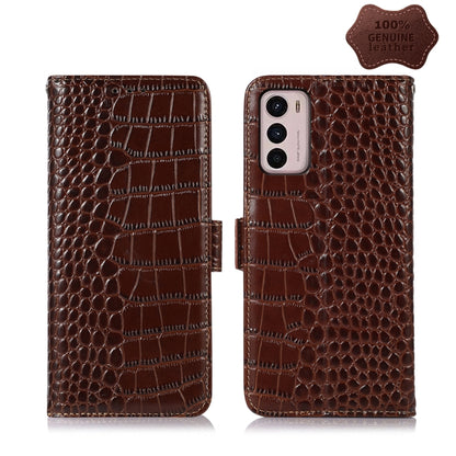 For Motorola Moto G42 Crocodile Top Layer Cowhide Leather Phone Case(Brown) - Motorola Cases by buy2fix | Online Shopping UK | buy2fix