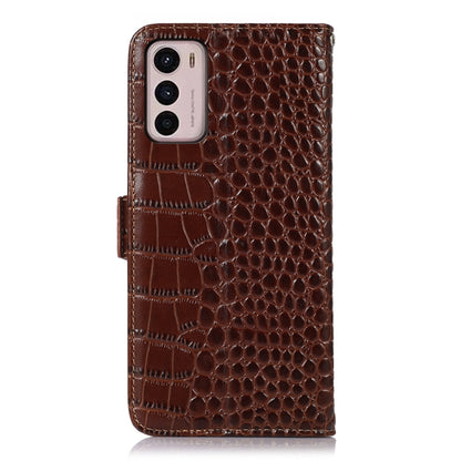 For Motorola Moto G42 Crocodile Top Layer Cowhide Leather Phone Case(Brown) - Motorola Cases by buy2fix | Online Shopping UK | buy2fix
