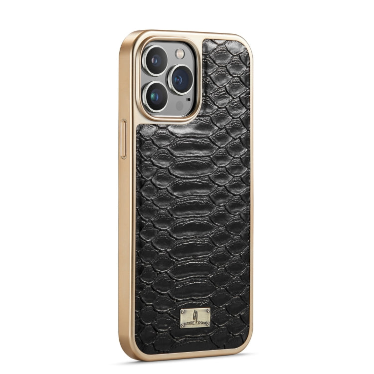 For iPhone 13 Pro Fierre Shann Python Texture Electroplating PU Phone Case (Black) - iPhone 13 Pro Cases by FIERRE SHANN | Online Shopping UK | buy2fix