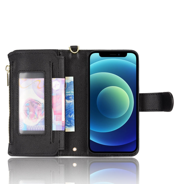 For iPhone 12 mini Litchi Texture Zipper Leather Phone Case (Black) - iPhone 12 mini Cases by buy2fix | Online Shopping UK | buy2fix