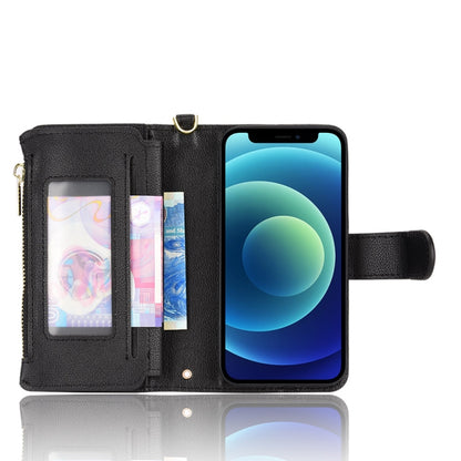 For iPhone 12 mini Litchi Texture Zipper Leather Phone Case (Black) - iPhone 12 mini Cases by buy2fix | Online Shopping UK | buy2fix