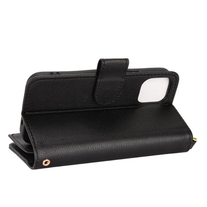 For iPhone 12 mini Litchi Texture Zipper Leather Phone Case (Black) - iPhone 12 mini Cases by buy2fix | Online Shopping UK | buy2fix