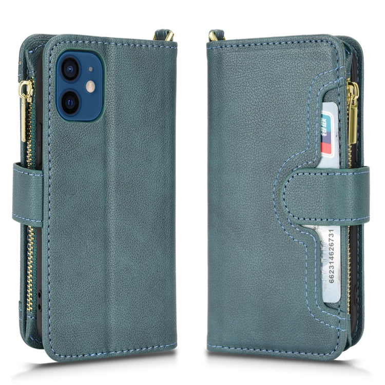 For iPhone 12 mini Litchi Texture Zipper Leather Phone Case (Green) - iPhone 12 mini Cases by buy2fix | Online Shopping UK | buy2fix