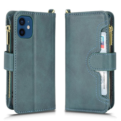 For iPhone 12 mini Litchi Texture Zipper Leather Phone Case (Green) - iPhone 12 mini Cases by buy2fix | Online Shopping UK | buy2fix