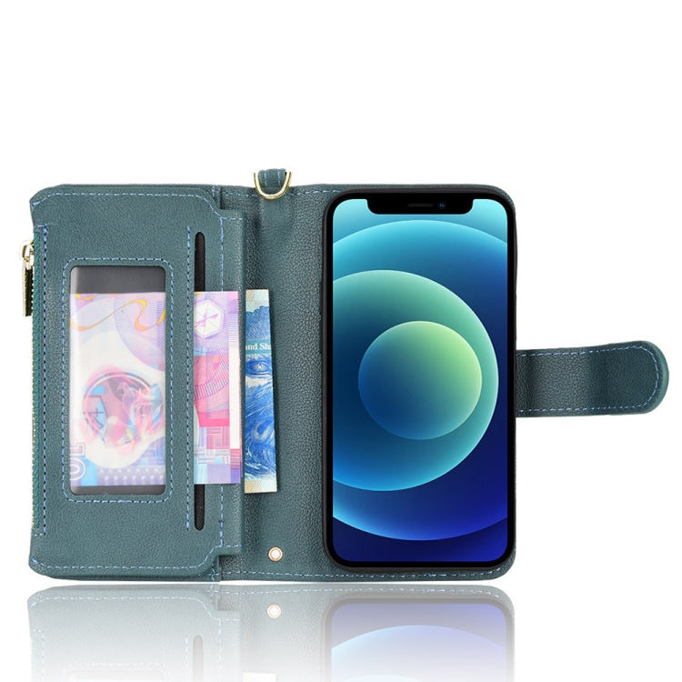 For iPhone 12 mini Litchi Texture Zipper Leather Phone Case (Green) - iPhone 12 mini Cases by buy2fix | Online Shopping UK | buy2fix